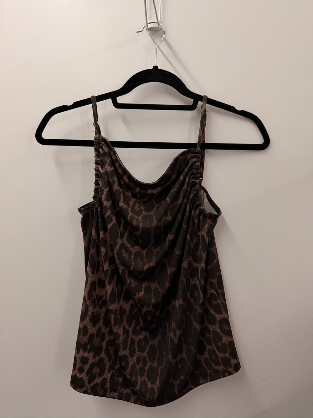 H&M Brown Leopard Print Satin Cowl Neck